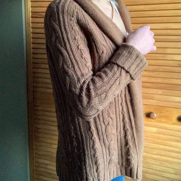 ❤️ Knit Camel Brown Open Cardigan Sweater - Picture 3 of 5